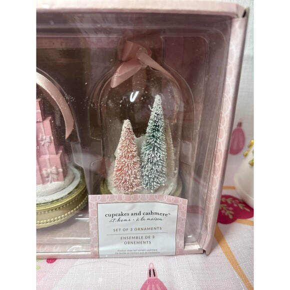 Cupcakes & Cashmere Pink Dome Ornament Set of 3 - Picture 4 of 5
